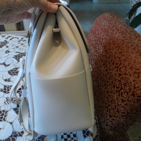 New Zara Ecru Faux Leather Medium Size Backpack main image 13